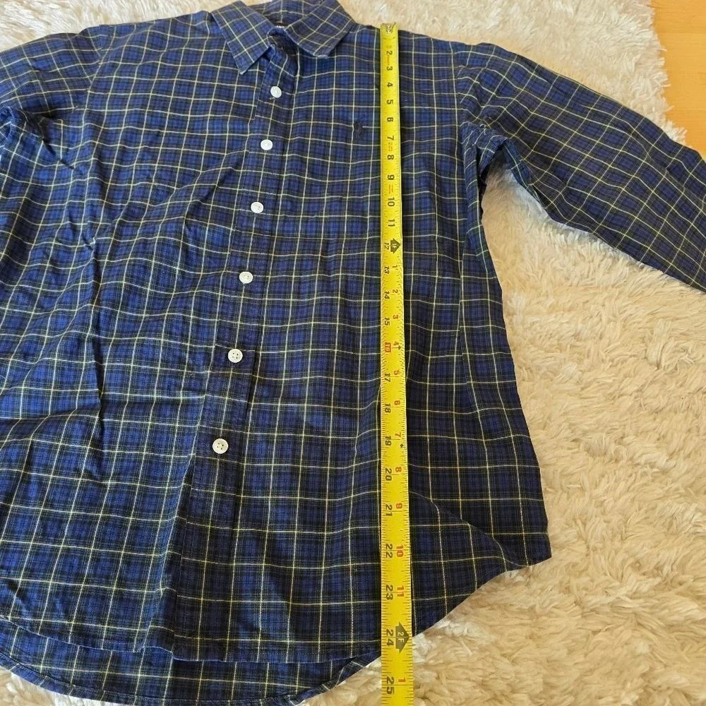 Ralph Lauren Sport kids long sleeve Shirt Size 8 Blue‎ Plaid Button Up